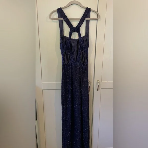 Scala navy blue beaded formal gown - Picture 6 of 16